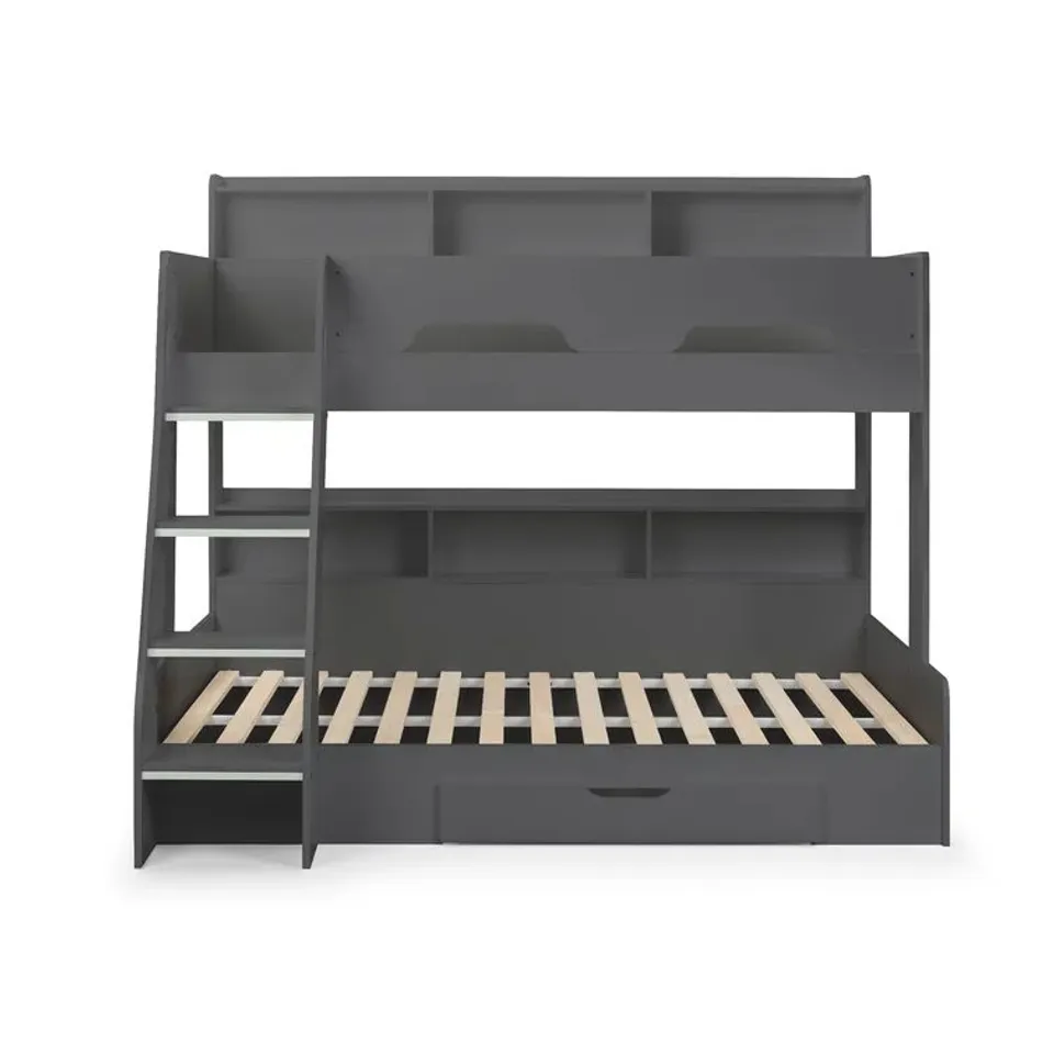 BOXED DESIGNER VERDIKA BLACK TRIPLE SLEEPER WITH SHELVES (4 BOXES)