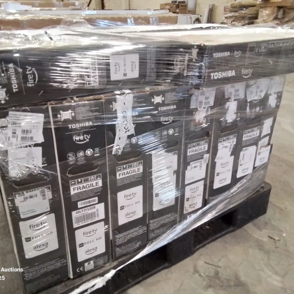 PALLET CONTAINING APPROXIMATELY 11 TOSHIBA TELEVISIONS VARIOUS SIZES