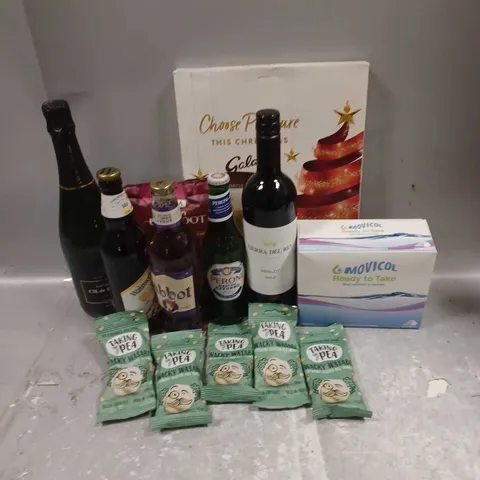 APPROXIMATELY 10 ASSORTED FOOD & DRINK ITEMS TO INCLUDE - HERRA DEL RAY MERLOT - BLANC DE NOIRS CHAMPAGNE - MOVICOL ORAL SACHETS - ETC - COLLECTION ONLY