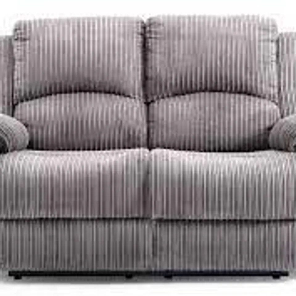 BOXED DESIGNER MANUAL RECLINING GREY FABRIC 2 SEATER SOFA (1 BOX)