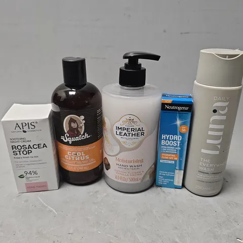 APPROXIMATELY 12 ASSORTED HEALTH & BEAUTY ITEMS TO INCLUDE - IMPERIAL LEATHER HAND WASH , DR SQUATCH COOL CITRUS ETC