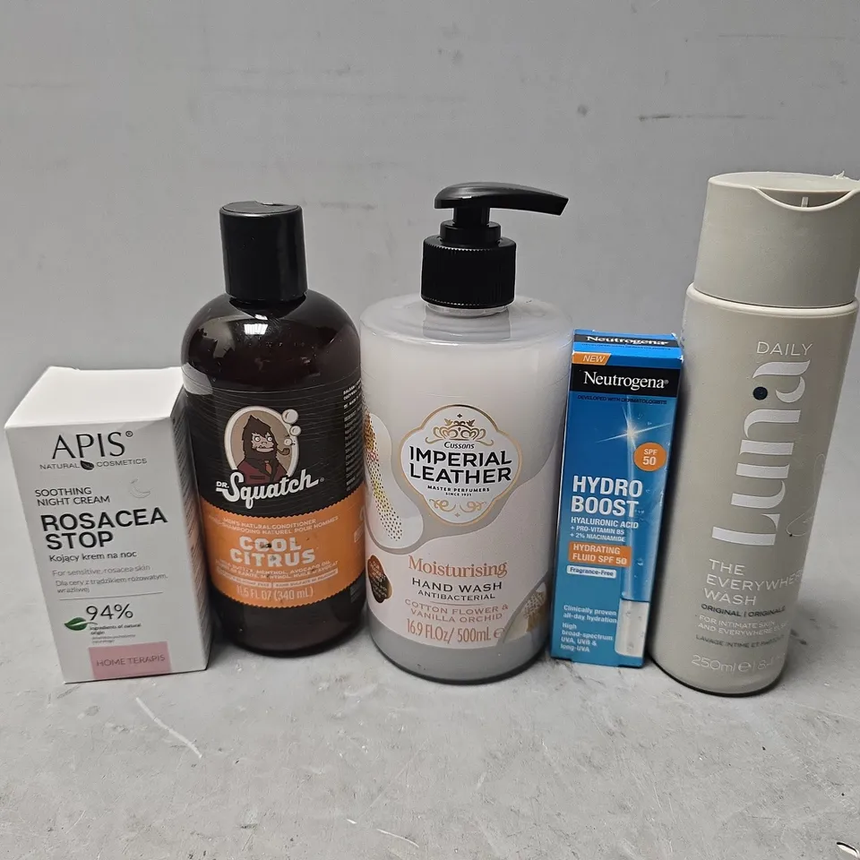 APPROXIMATELY 12 ASSORTED HEALTH & BEAUTY ITEMS TO INCLUDE - IMPERIAL LEATHER HAND WASH , DR SQUATCH COOL CITRUS ETC