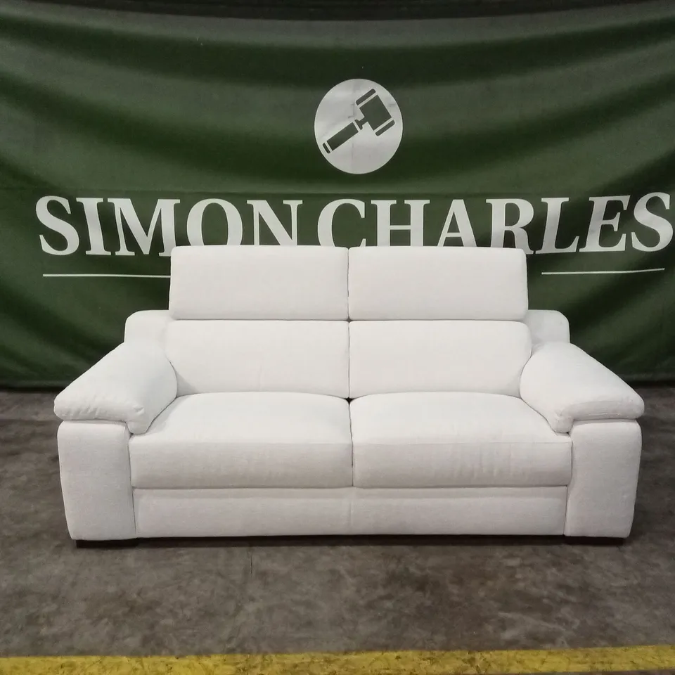 QUALITY DESIGNER ITALIAN MADE DEGANO 3 SEATER FABRIC UPHOLSTERED SOFA - WHITE
