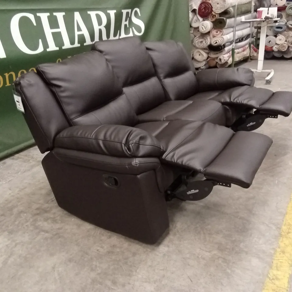 ALBION LUXURY FAUX LEATHER 3 SEATER HIGH BACK MANUAL RECLINER SOFA RRP £749