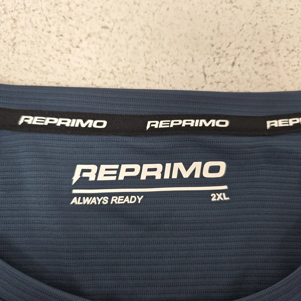 REPRIMO CURVE T-SHIRT NAVY / NEON BLUE, SIZE 2XL