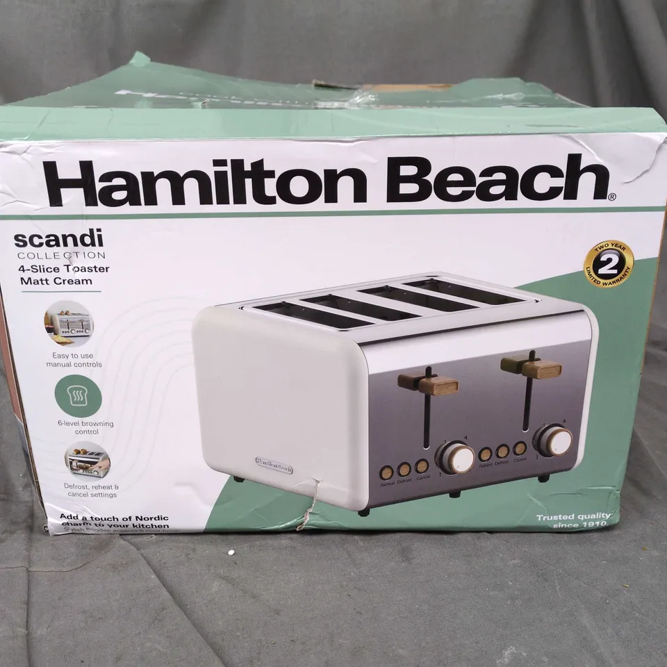 HAMILTON BEACH SCANDI COLLECTION 4-SLICE TOASTER – CREAM (MATT FINISH)