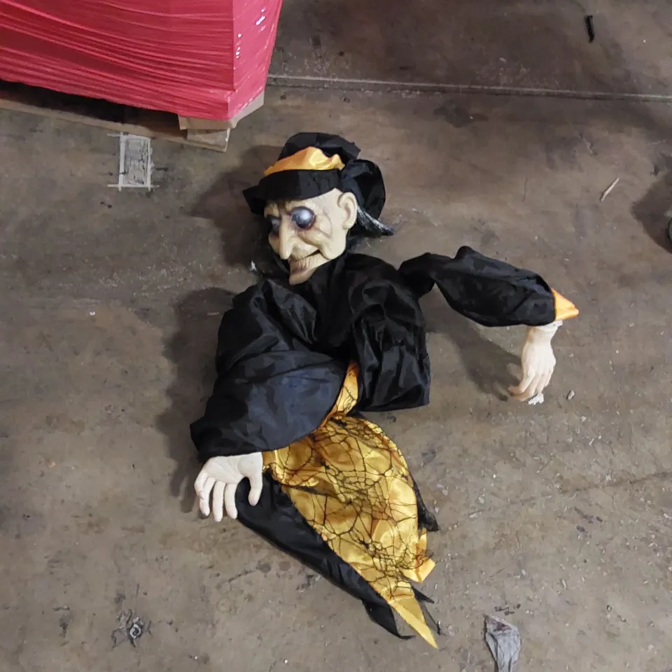 PALLET TO CONTAIN ASSORTED HOUSEHOLD PRODUCTS. INCLUDES WITCH HALLOWEEN DECORATION, BOXED FURNITURE ETC
