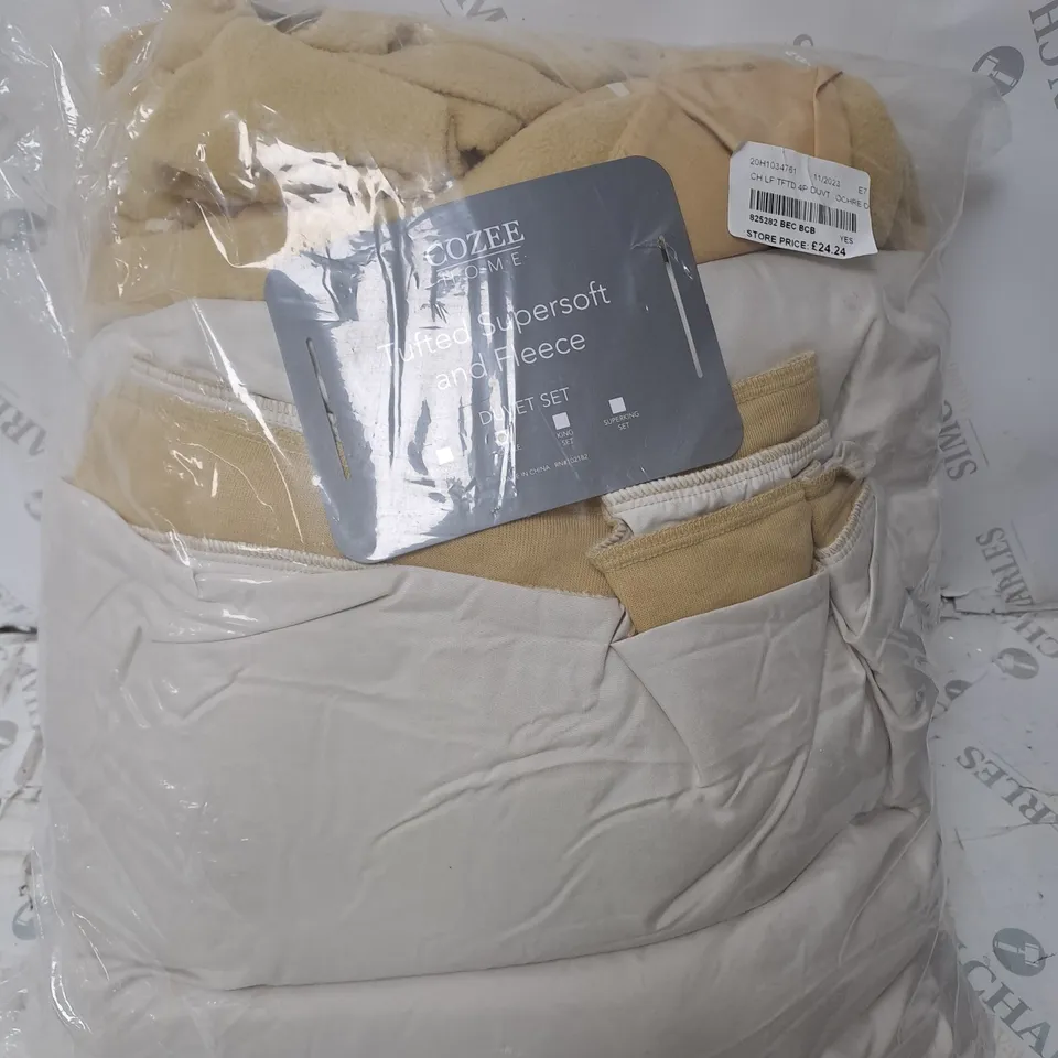 SUPERSOFT BY COZEE HOME LEAF TUFTED 4 PIECE DUVET SET - SUPER KING 