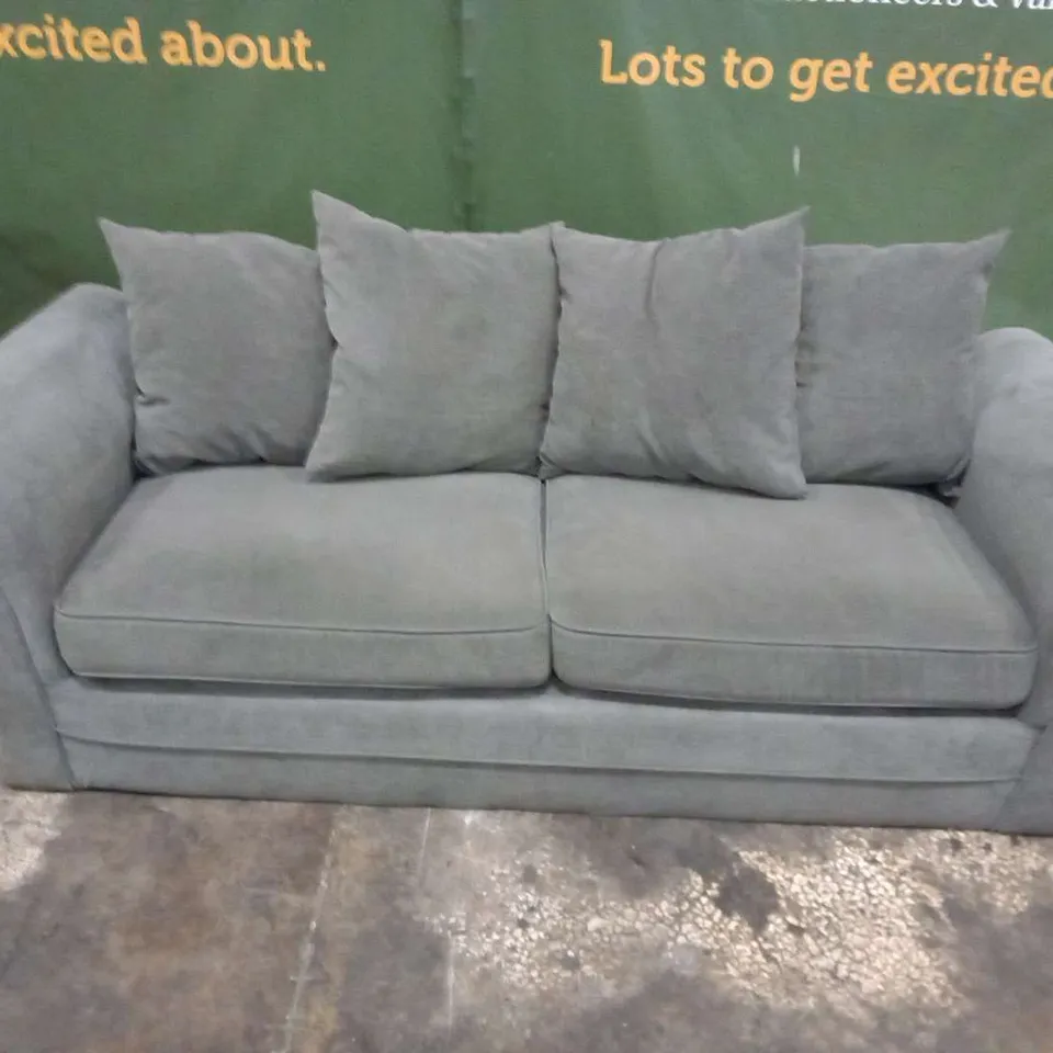 DESIGNER GREY FABRIC THREE SEATER SOFA