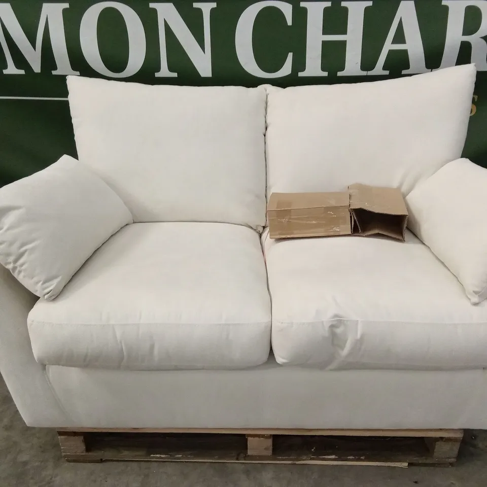 LANGDON 2 SEATER SOFA, CREAM HOUSE PLUSH FABRIC
