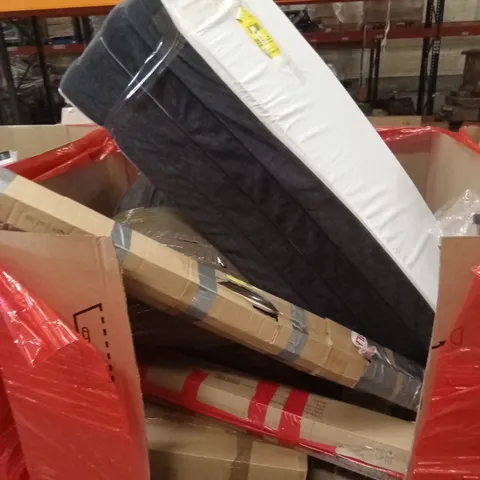 PALLET OF ASSORTED HOUSEHOLD GOODS AND PRODUCTS TO INCLUDE; BEDROOM PRODUCTS, BOXED FURNITURE ETC