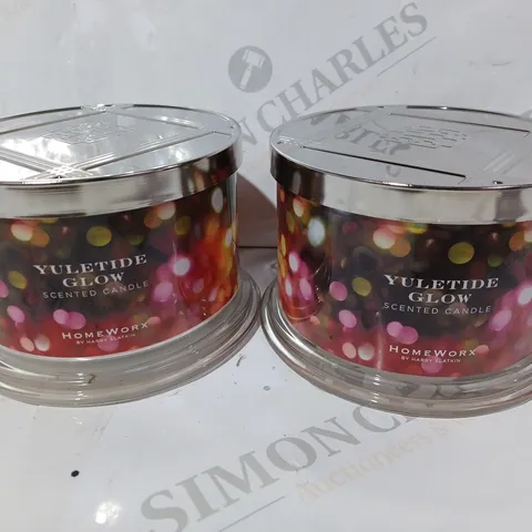 BOXED HOMEWORX PAIR OF YULETIDE GLOW SCENTED CANDLES