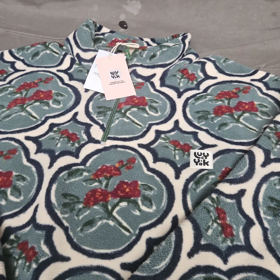 LUCY & YAK STEVIE POLAR FLEECE JACKET – GREEN FLORAL, XL