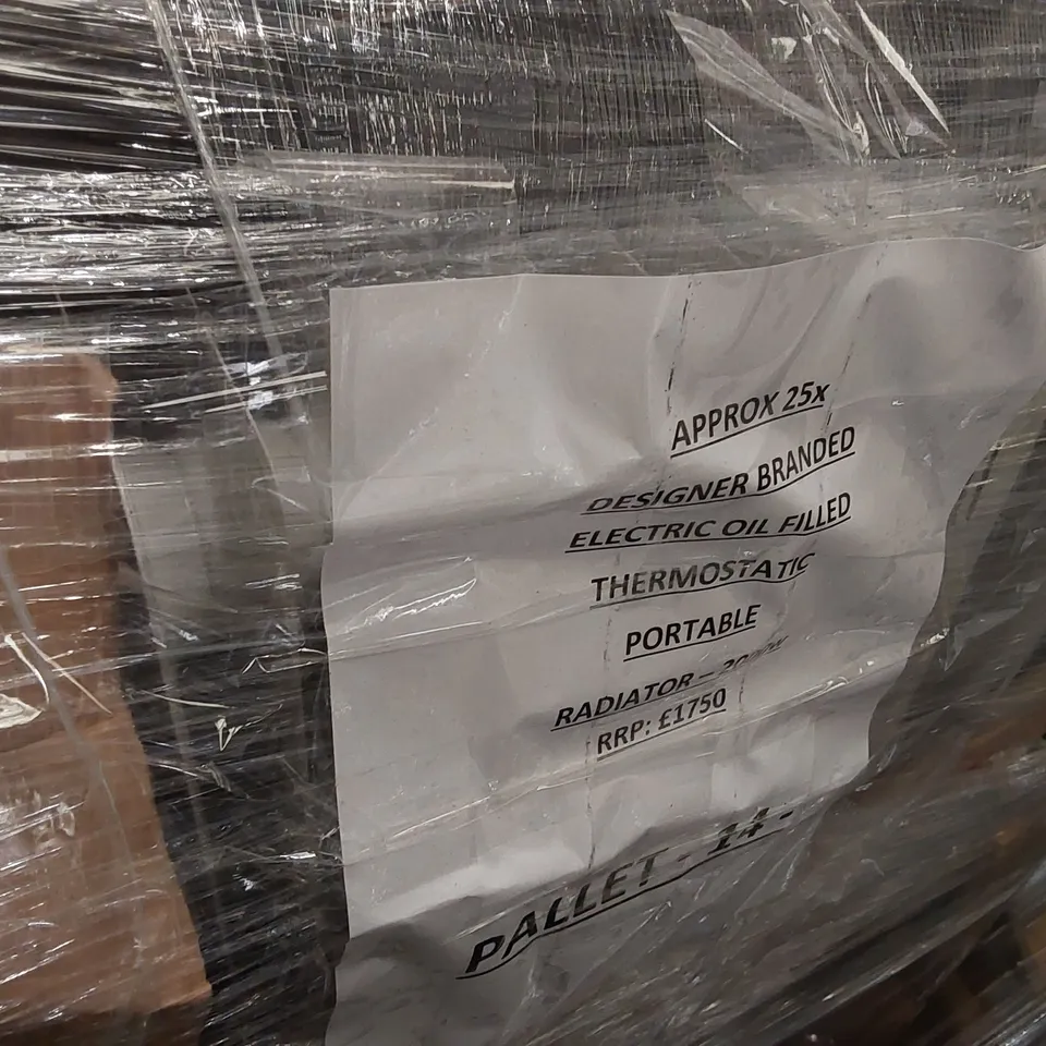 PALLET OF APPROXIMATELY 25x DESIGNER BRANDED ELECTRIC OIL FILLED THERMOSTATIC PORTABLE RADIATORS