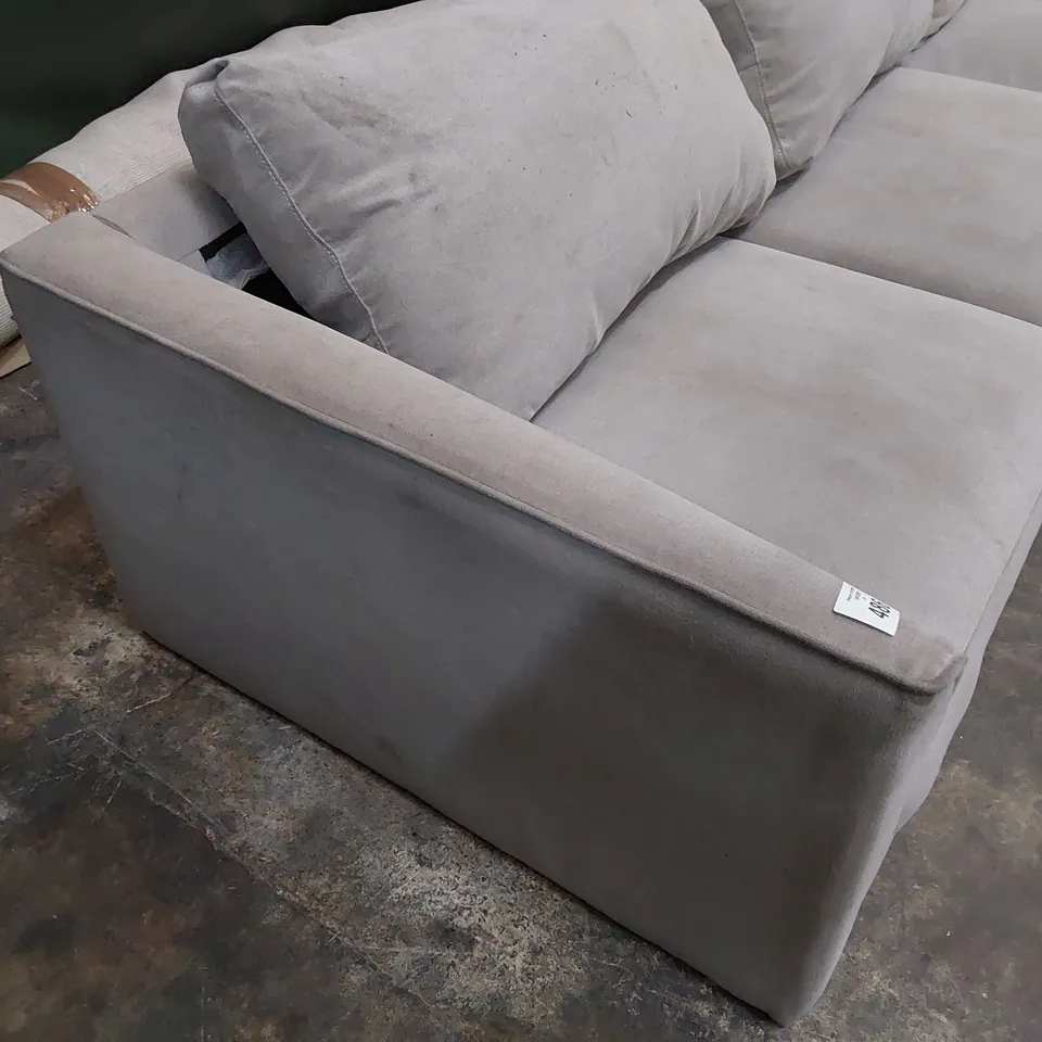 DESIGNER CHAISE SOFA LIGHT GREY FABRIC 