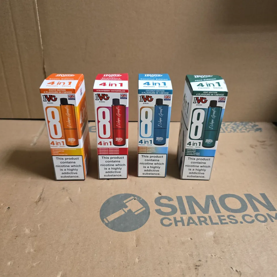TOTE OF APPROXIMATELY 20 IVG 4 IN 1 ECIGARETTES VARIOUS FLAVOURS