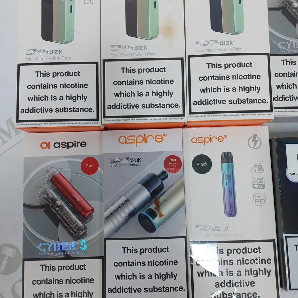 LOT OF 12 ASSORTED E-CIGS TO INCLUDE ASPIRE, VAPORESSO AND OXVA