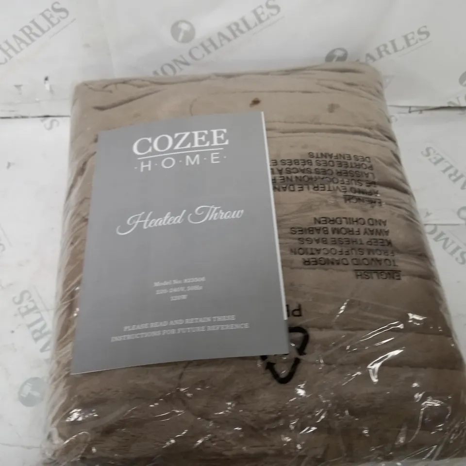 COZEE HOME HEATED BLANKET IN DARK TAUPE