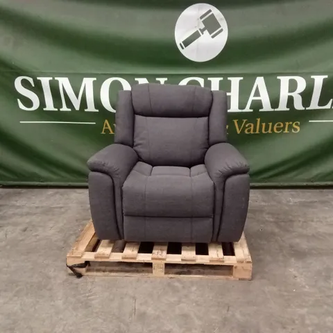 QUALITY DESIGNER FABRIC UPHOLSTERED POWER RECLINER CHAIR - CHARCOAL