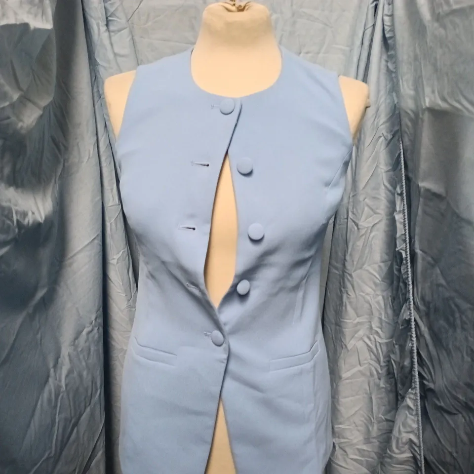 NOBODY'S CHILD IMMY LONGLINE WAISTCOAT – UK 6 (EU 34, USA 2) BLUE