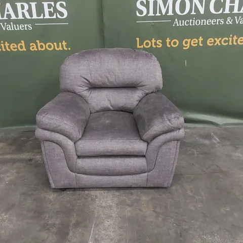 QUALITY DESIGNER FABRIC UPHOLSTERED ARMCHAIR - GREY