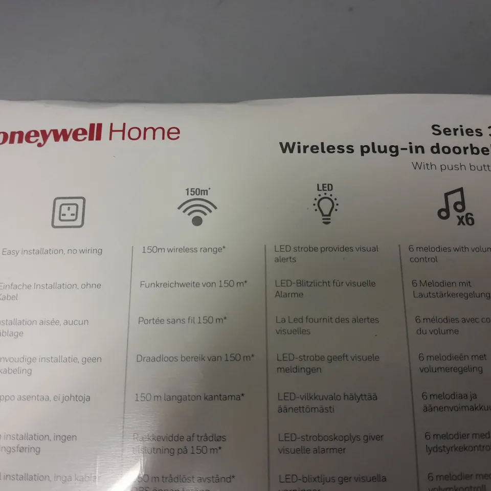 SEALED HONEYWELL HOME SERIES 3 WIRELESS PLUG IN DOORBELL - DC313NBS