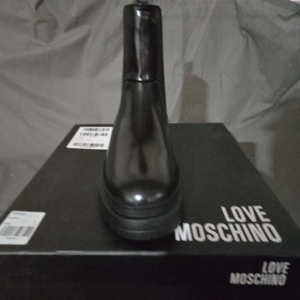 BOXED PAIR OF MOSCHINO LEATHER BOOTS - SIZE 38