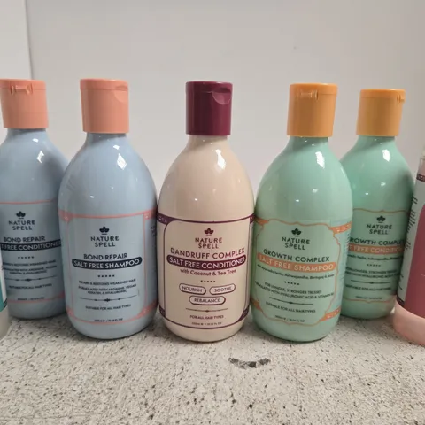 7 ASSORTED THE NATURE SPELL PRODUCTS TO INCLUDE SHAMPOO, CONDITIONER, FACIAL TONER, ETC 