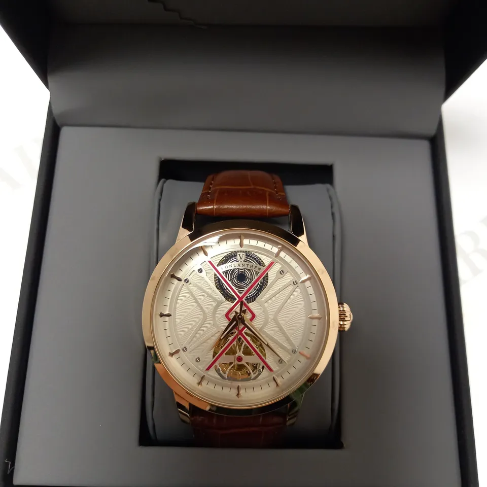 VONLANTHEN PART SKELETON CHRONOGRAPH BROWN LEATHER STRAP WRISTWATCH