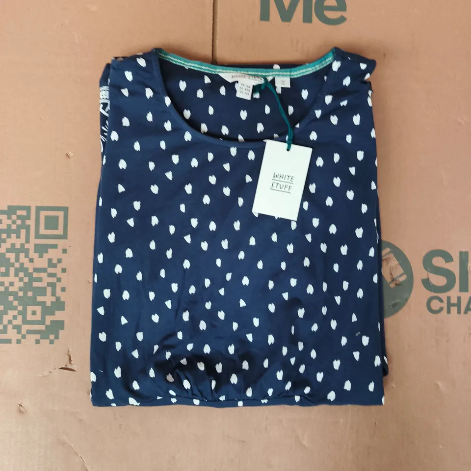 WHITE STUFF OLIVIA JERSEY DRESS IN NAVY/WHITE SIZE UK 16R