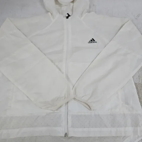ADIDAS WHITE ZIP HOODIE JACKET - SIZE 16/18