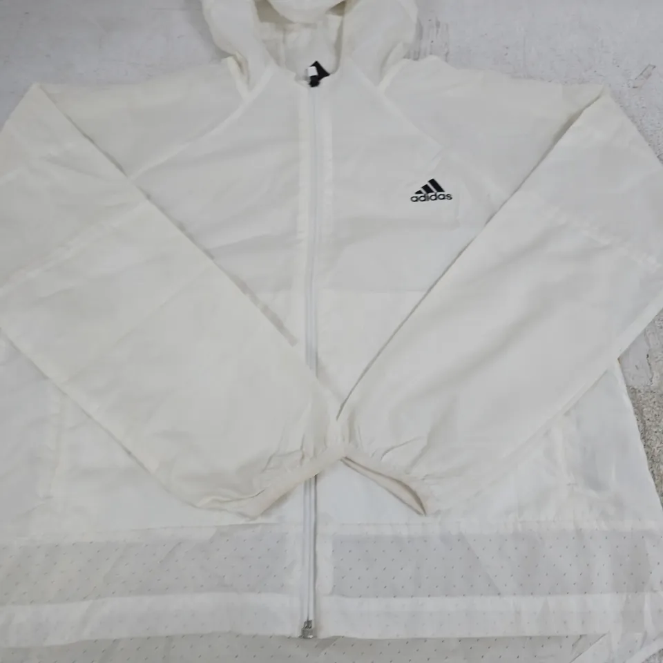 ADIDAS WHITE ZIP HOODIE JACKET - SIZE 16/18
