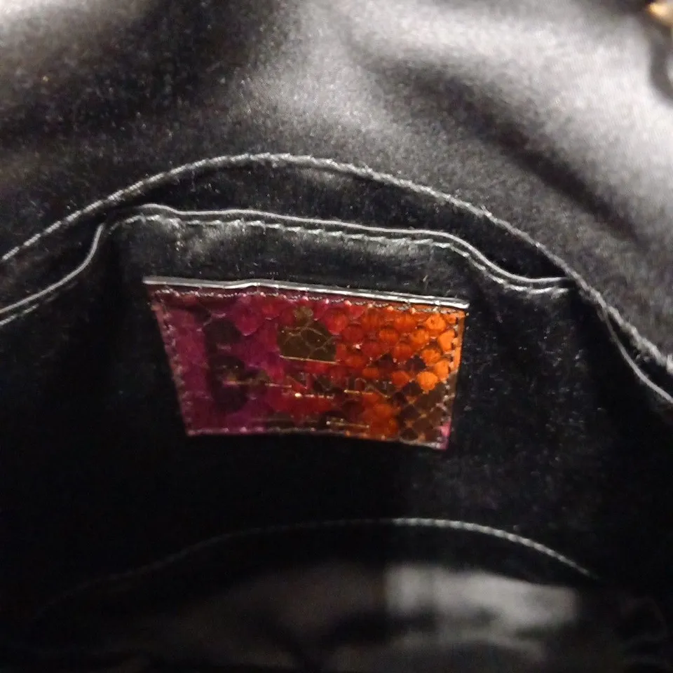 LANVIN PARIS BROWN/PURPLE PYTHON SKIN MINI CHAIN HAPPY BAG