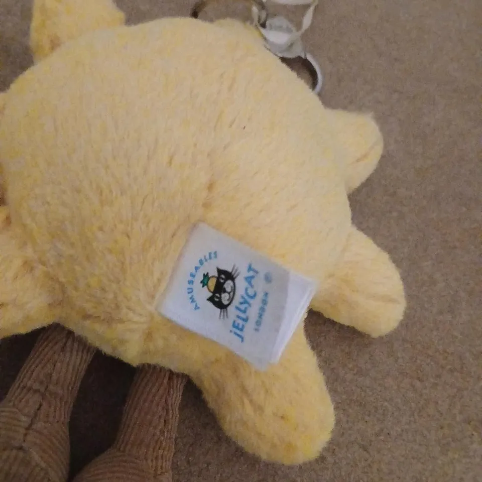 JELLY CAT SUN-SHAPED YELLOW PLUSH BABY TOY WITH HANGING LOOP