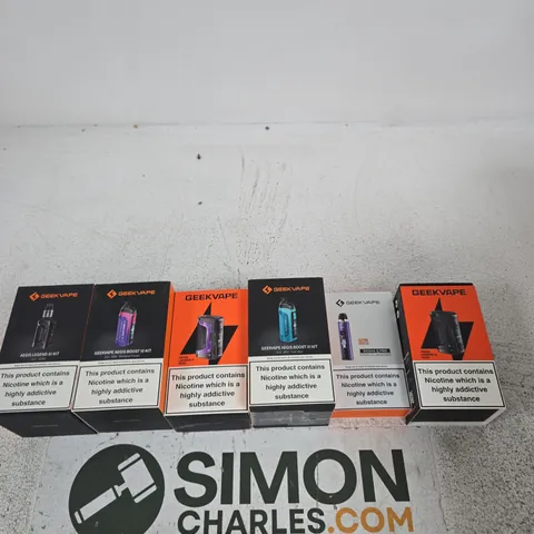 APPROXIMATELY 20 ASSORTED E-CIG PRODUCTS AND ACCESSORIES TO INCLUDE VOOPOO, GEEKVAPE, CALIBURN ETC 