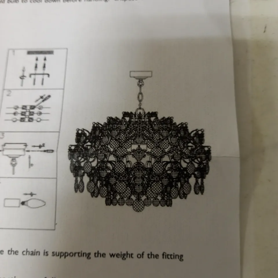 JLP PARIS SMOKE AND CLEAR CRYSTAL PENDANT LIGHT FITTING 