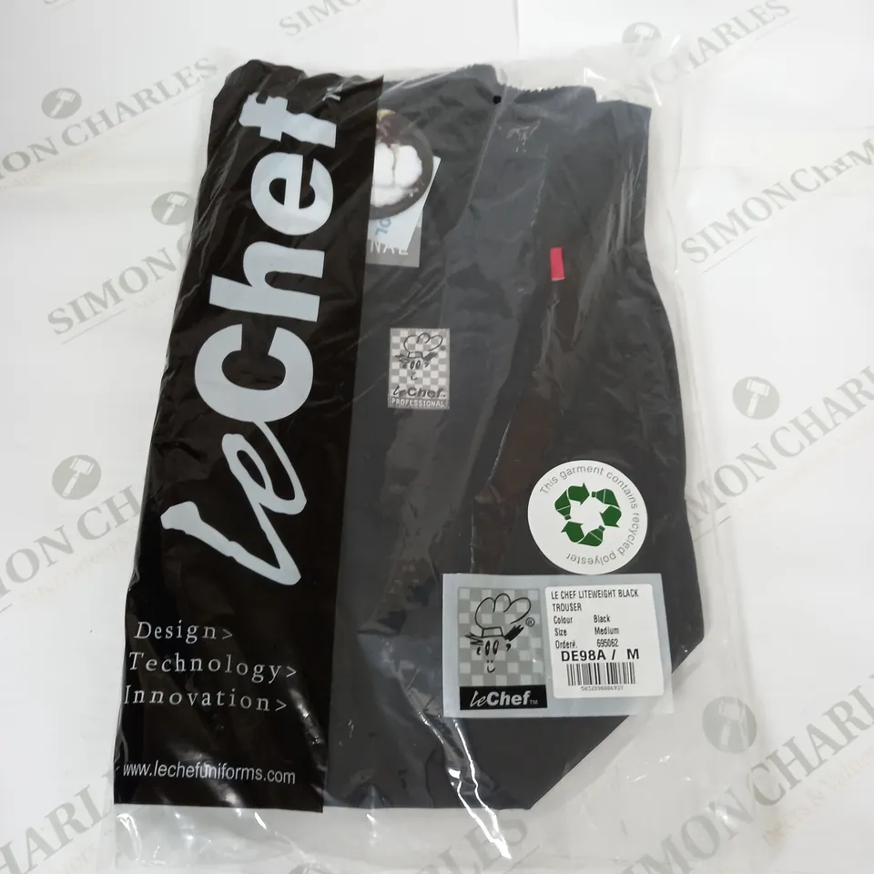 SEALED LE CHEF LITEWEIGHT BLACK TROUSER - MEDIUM