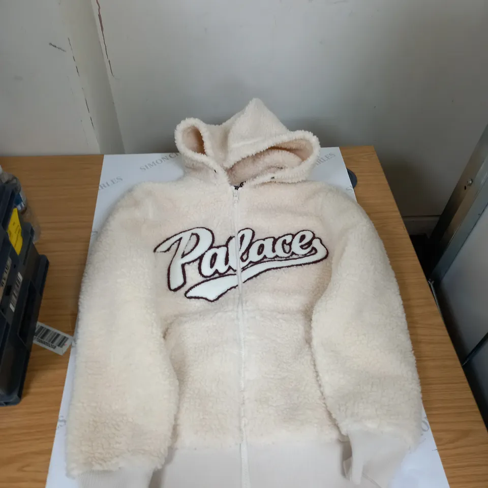 FLUFFY PALACE ZIP UP JACKET SIZE MEDIUM IN CREAM