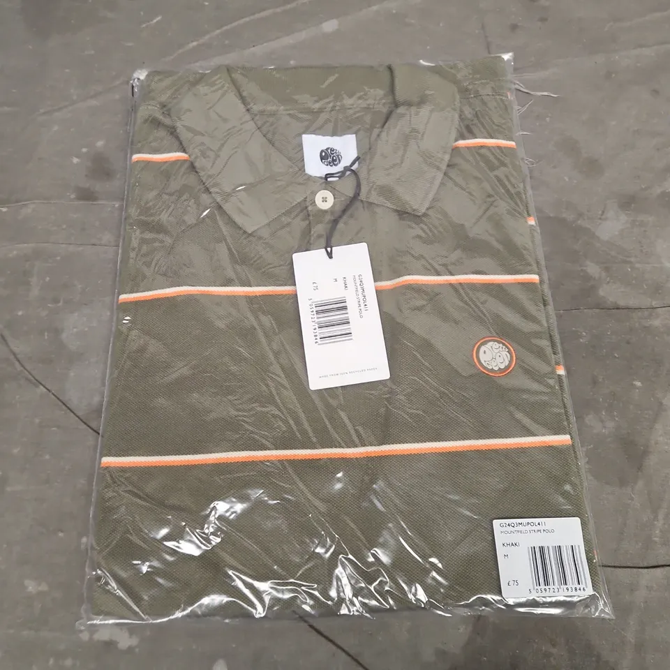 BAGGED PRETTY GREEN MOUNTFIELD STRIPE POLO SHIRT - SIZE M