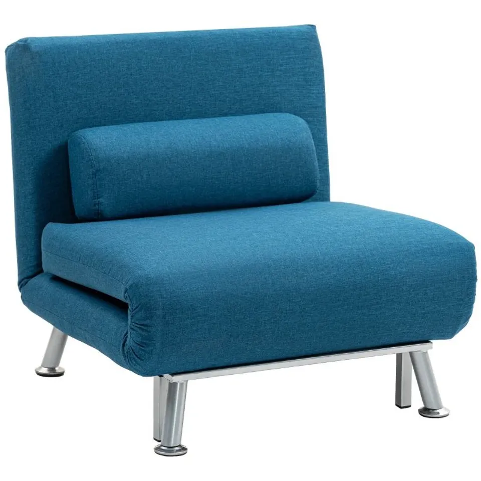 BOXED HOMCOM SINGLE LINEN-LOOK SLEEPER CHAIR - BLUE