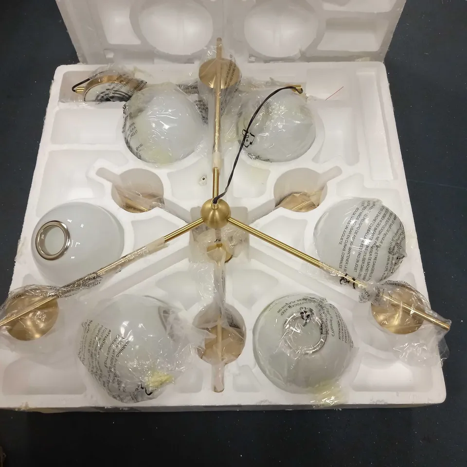 BOXED WEST 6 LIGHT GOLD EFFECT CEILING PENDANT