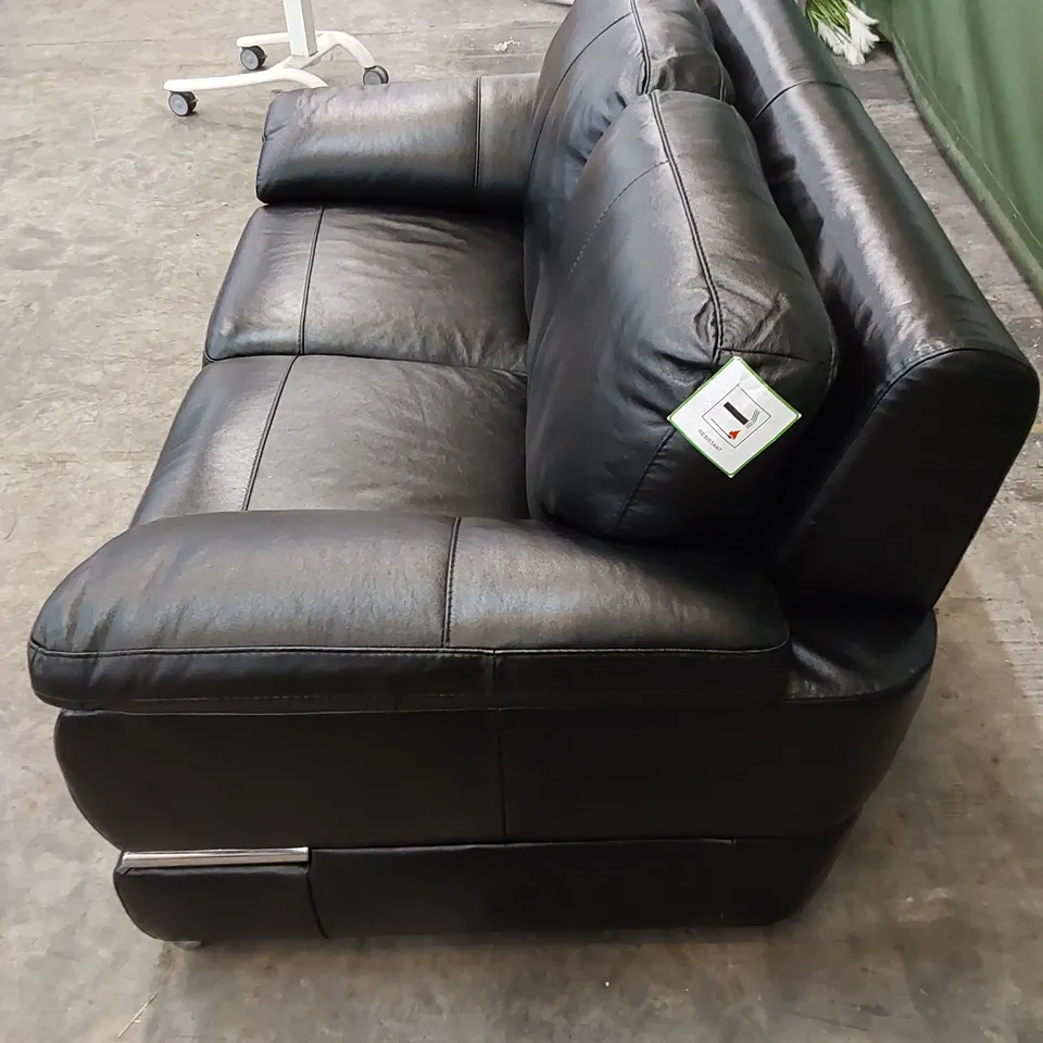 QUALITY DESIGNER 2 SEATER LEATHER SOFA - BLACK