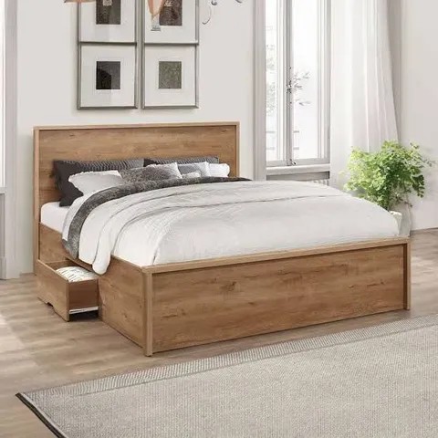 BOXED BIRLEA STOCKWELL KING SIZE BROWN 2 DRAWER BED (4 BOXES)