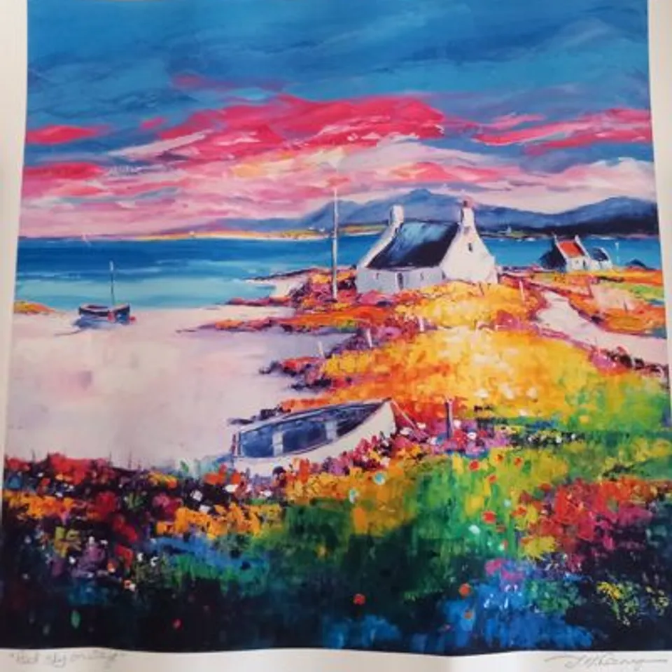 TWO ASSORTED JEAN FEENEY PRINTS TO INCLUDE; SKYE AND POPPIES UNDER THE CUILLINS
