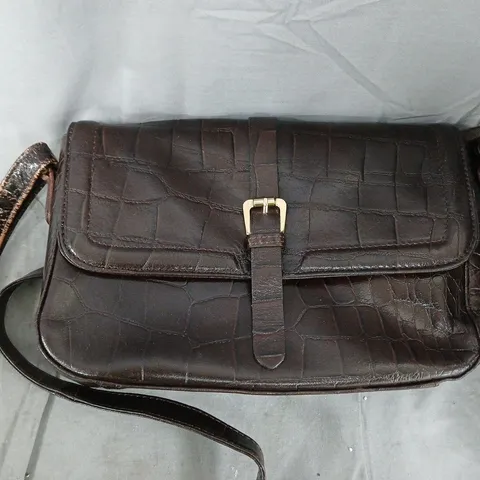 ASHWOOD CHLOE MEDIUM FLAPOVER BAG – CROCODILE-EMBOSSED BROWN LEATHER