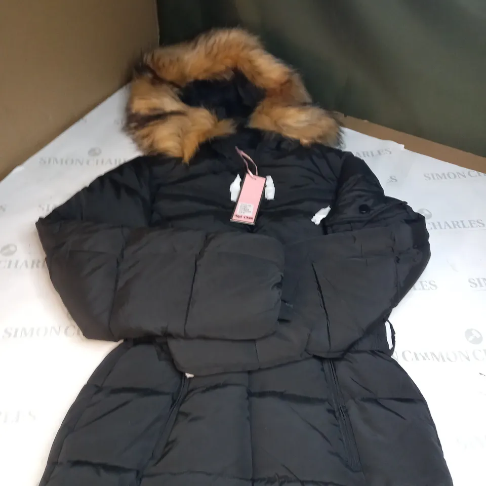 WOMENS PADDED PARKER JACKET WITH FAUZ FUR HOOD SIZE M