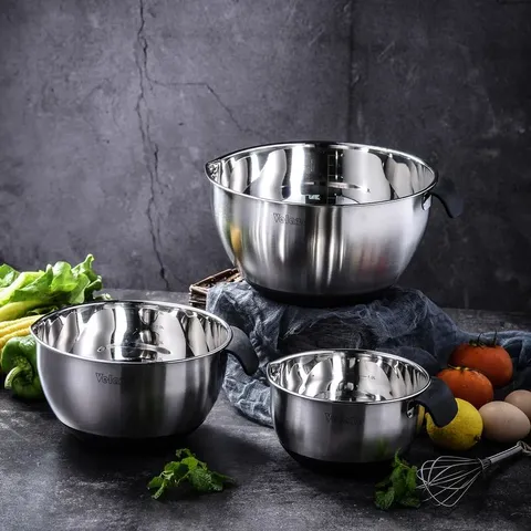 BOXED VELAZE 3 PIECE STAINLESS STEEL MIXING BOWL SET