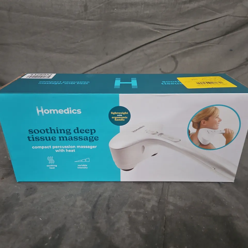 BOXED HOMEDICS COMPACT PERCUSSION MASSAGER WITH HEAT PA-MHA