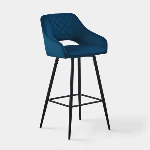 BOXED ARSLAN SWIVEL BAR STOOLS [SET OF 2] - BLUE VELVET (1 BOX)