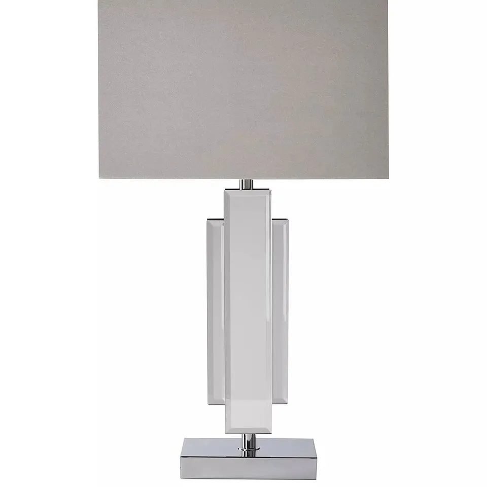 RENE MIRRORED GLASS TABLE LAMP & GREY SHADE - COLLECTION ONLY RRP £45